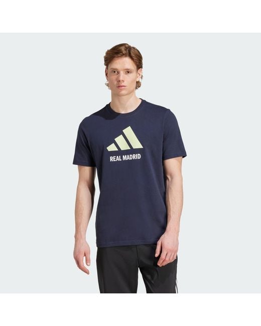Adidas Blue Real Madrid Seasonal Graphic T-Shirt for men