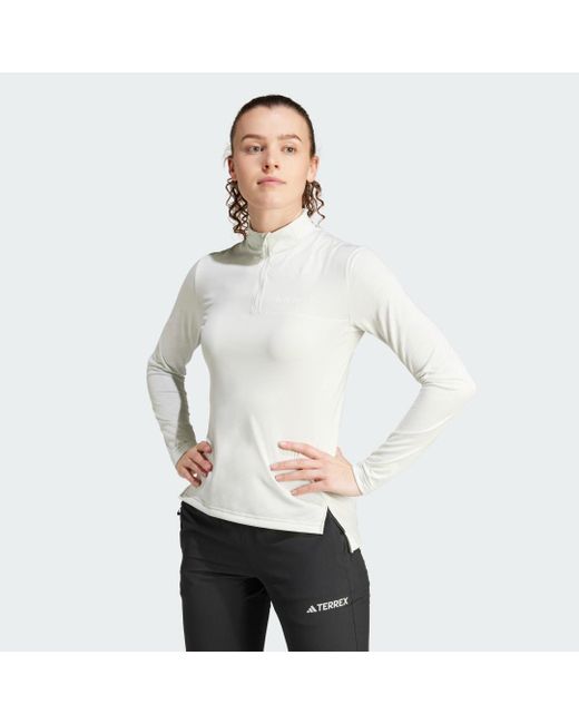 Adidas White Terrex Multi Half-zip Long Sleeve Long-sleeve Top