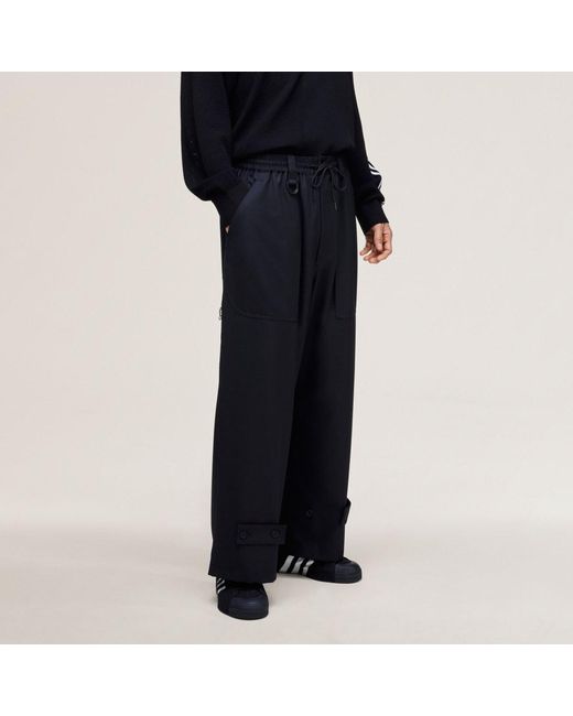 Adidas Blue Y-3 Sport Uniform Wide Leg Tracksuit Bottoms for men