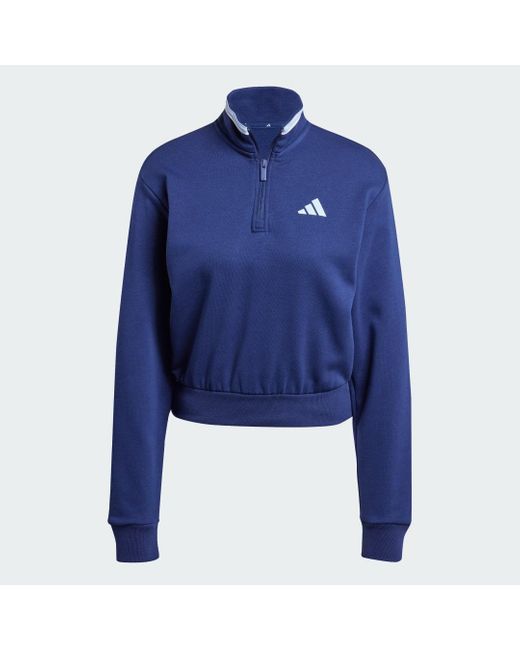 Sudadera Essentials Color Pop French Terry Crop Quarter-Zip Adidas de color Blue