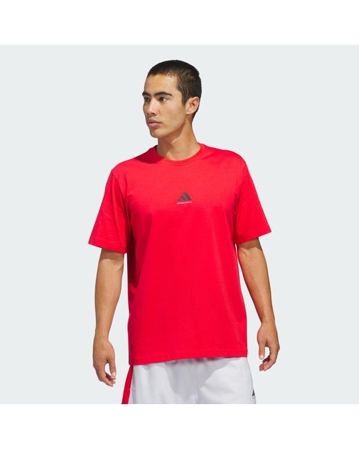 Adidas Red Basketball Graphic T-Shirt for men