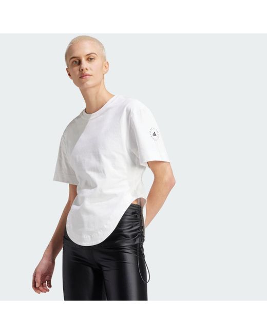 Adidas White By Stella Mccartney Sportswear Curved Hem T-shirt