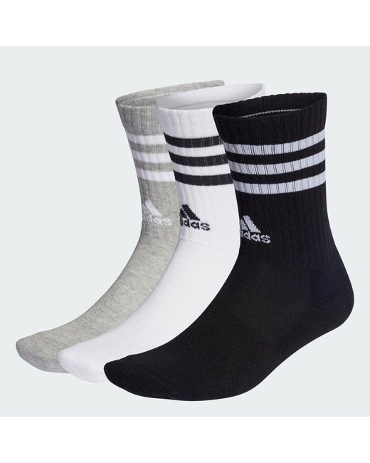 Adidas Black 3-Stripes Cushioned Crew Socks 3 Pairs