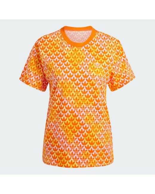 Adidas Orange Trefoil Monogram T-Shirt