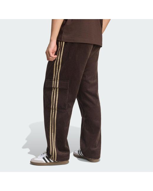 Adidas Black Adicolor Cord Cargo Trousers for men