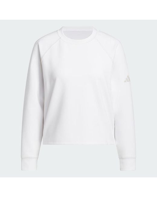 Adidas White Beyond The Course Side-Snap Twistweave Sweatshirt
