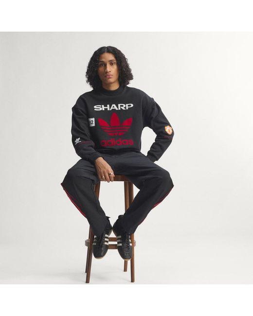 Adidas Black Manchester United Crew Sweat 90 for men