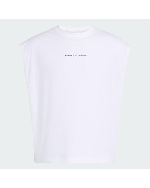 Adidas White Tennis Culture Graphic T.Shirt for men