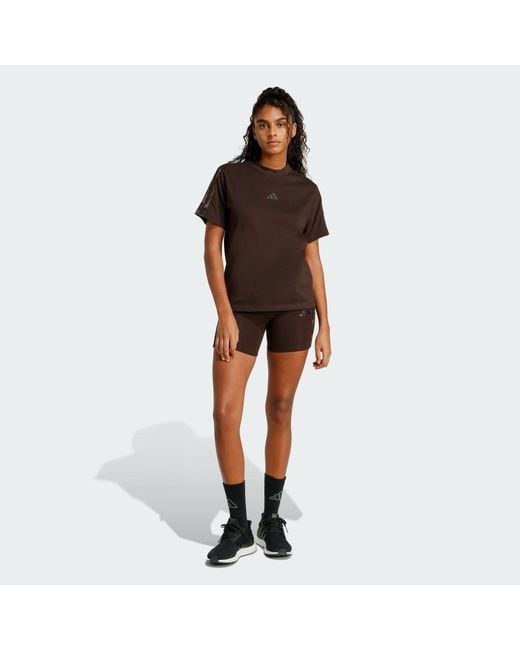 Adidas Brown Seasonal Essentials Leopard Print T-Shirt With 3-Stripes
