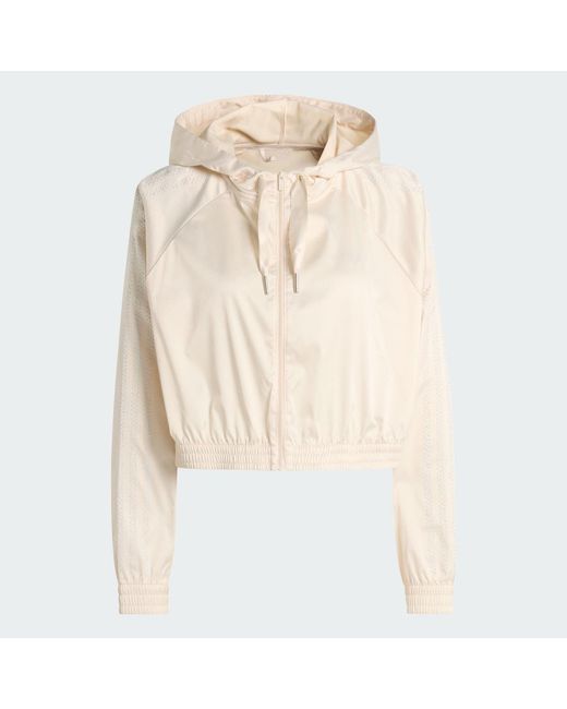 Adidas Natural Pearl Cropped Zip Hoodie