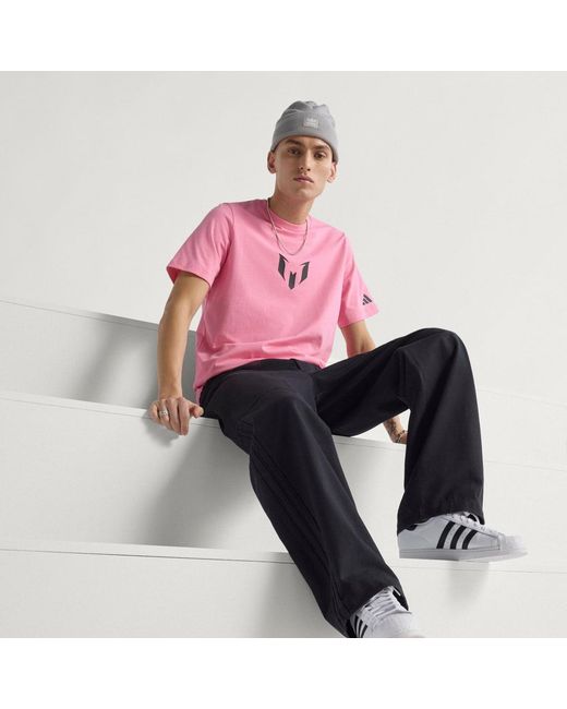Adidas Pink Messi Graphic T-Shirt for men