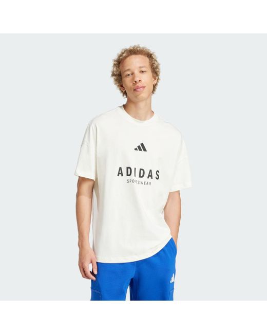 Adidas White All Szn Graphic Tee for men