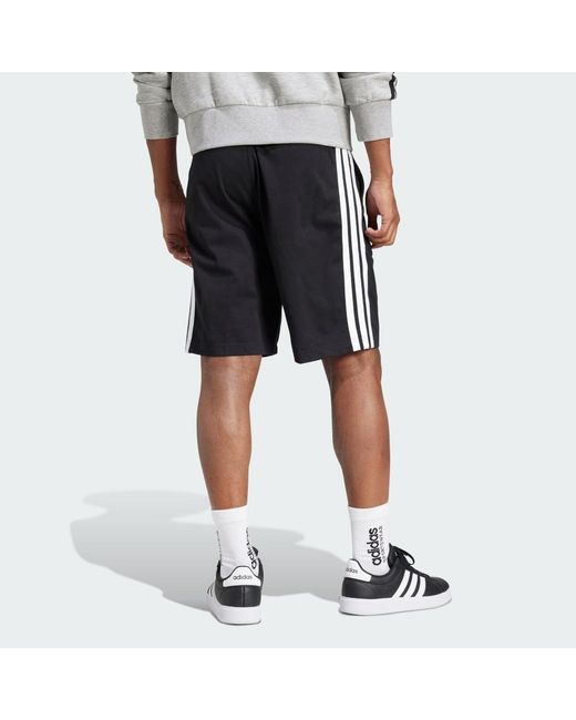 Adidas Black Essential 3-Stripes Single Jersey Shorts 10-Inch for men
