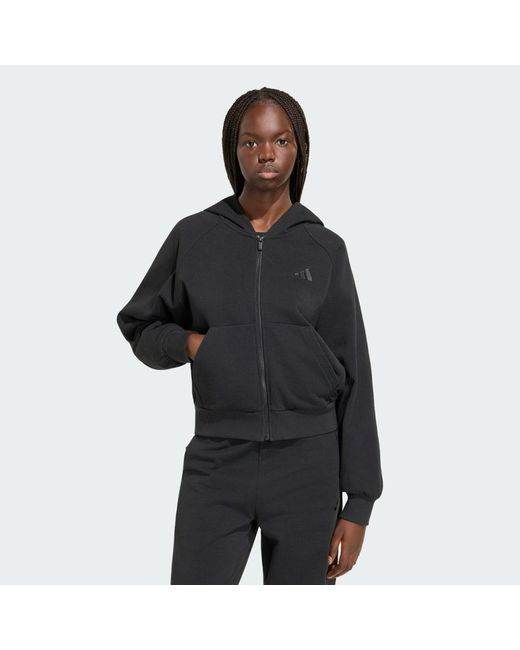 Adidas Black Kit Small Logo Full Zip Hoodie