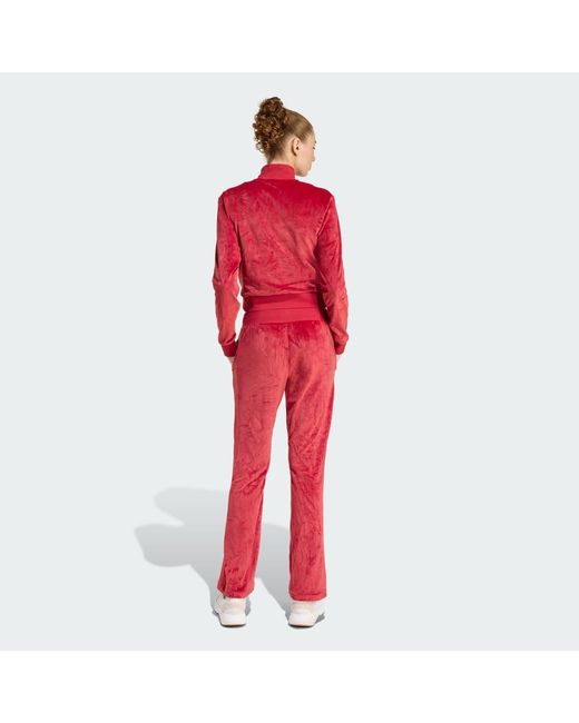 Adidas Red Glam Velvet Tracksuit