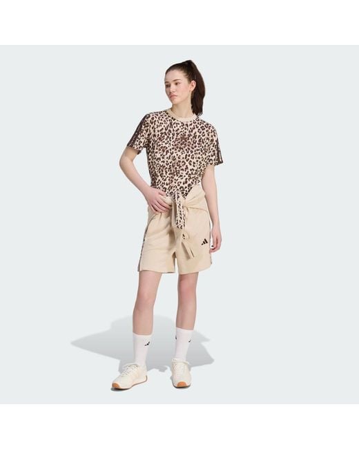 Adidas Brown Seasonal Essentials Animal Print T-Shirt