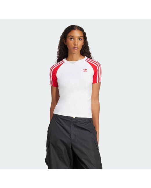 Camiseta Adicolor Raglan Slim 3 Bandas Adidas de color White