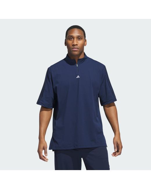 Adidas Blue Ultimate365 Twistknit Piqué Mock Polo Shirt for men