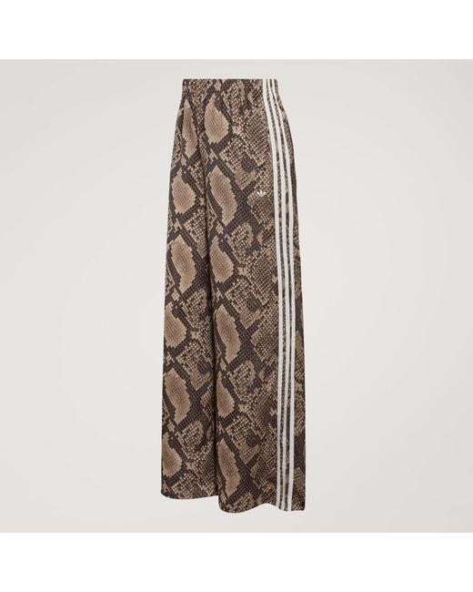 Adidas Multicolor Satin Snake Print Wide Leg Track Joggers