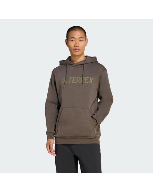 Adidas Brown Terrex Multi Large Logo Hoodie for men