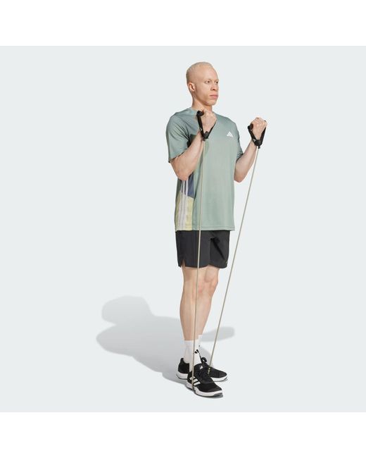 Adidas Green Train Essentials Seasonal Colorblock Tee for men