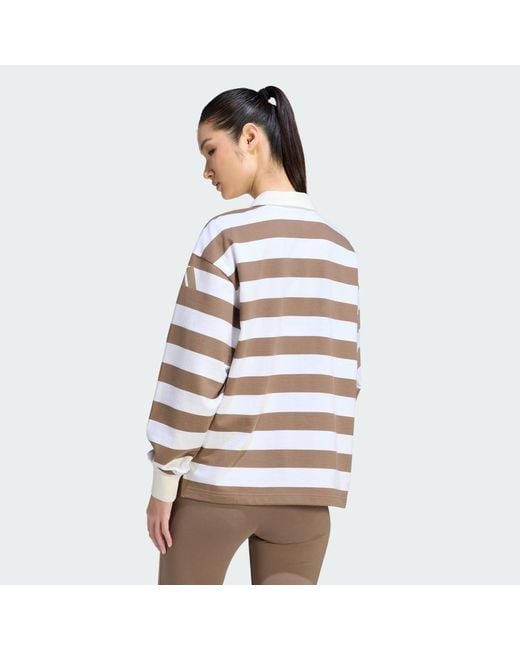 Adidas White Essentials Contemporary French Terry Longsleeve Polo