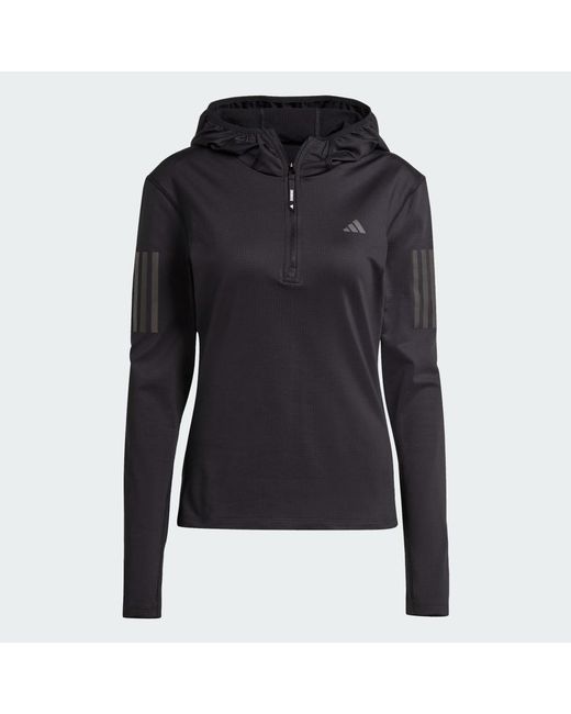Adidas Black Own The Run Winterized Hooded Half-Zip