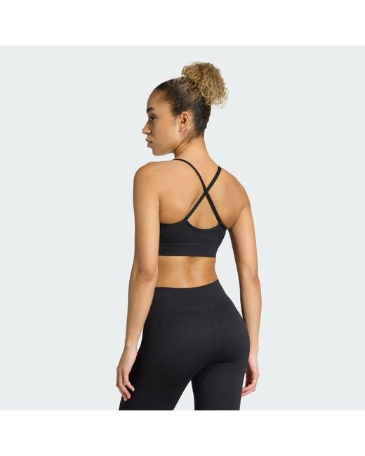 Adidas Blue Workout Essentials Light-Support Knit Bra