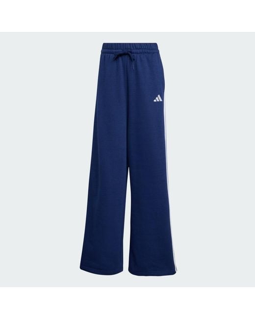 Adidas Blue 3-Stripes Fleece Wide Pant