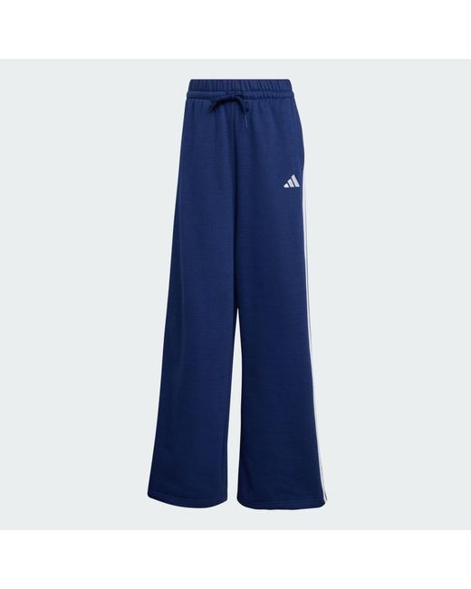 Pantaloni 3-Stripes Fleece Larghi di Adidas in Blue