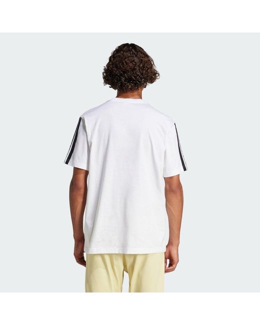 Adidas Originals White Essentials 3-Stripes Single Jersey T-Shirt for men