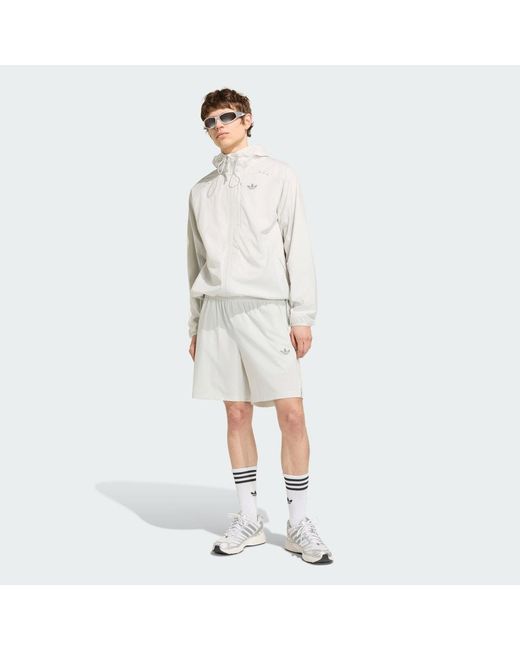 Adidas White Tech Trefoil Essentials Polyester Shorts for men