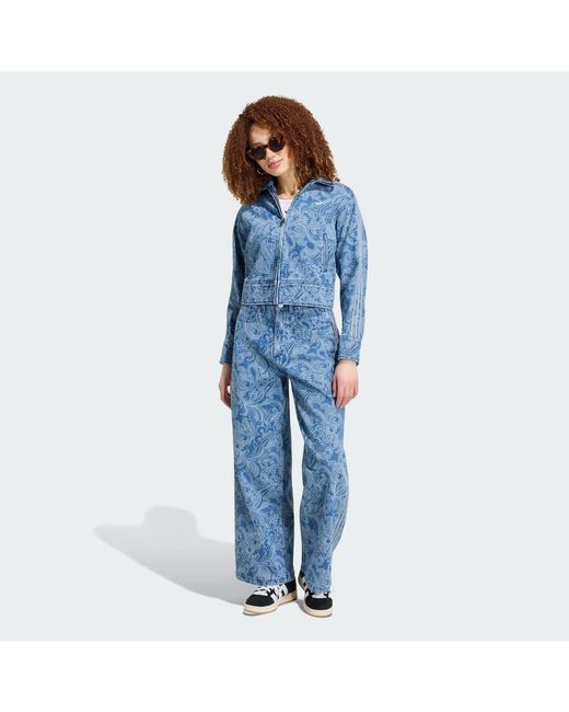 Adidas Originals Blue Jacket Adidas Liberty London Firebird Denim Tracktop Medium Vintage Denim/ Light Denim