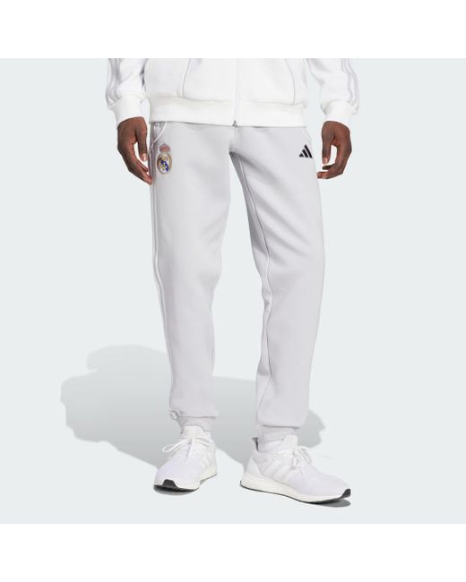 Adidas White Real Madrid Ubp Doubleknit Tracksuit Bottoms for men