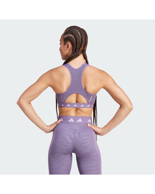 Reggiseno sportivo Powerimpact Training Medium-Support Techfit High-Neck Zip di Adidas in Purple