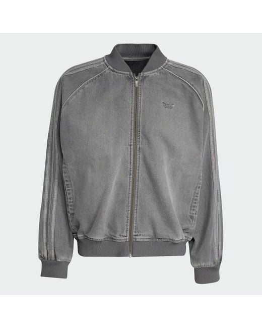 Adidas Gray Sst Adicolor Loose Sst Denim Wash Jacket Jackets for men