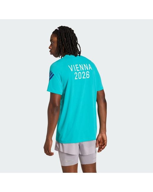 Adidas Blue Vienna Marathon Running Event T-Shirt Short Sleeve for men