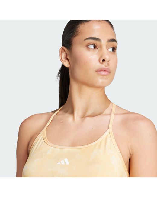 adidas Train Essentials Aop Flower Tie-dye Tank Top in Natural