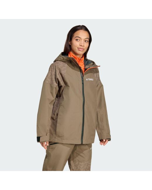 Adidas Brown Terrex Xperior Hybrid Primeknit Climaproof+ Jacket
