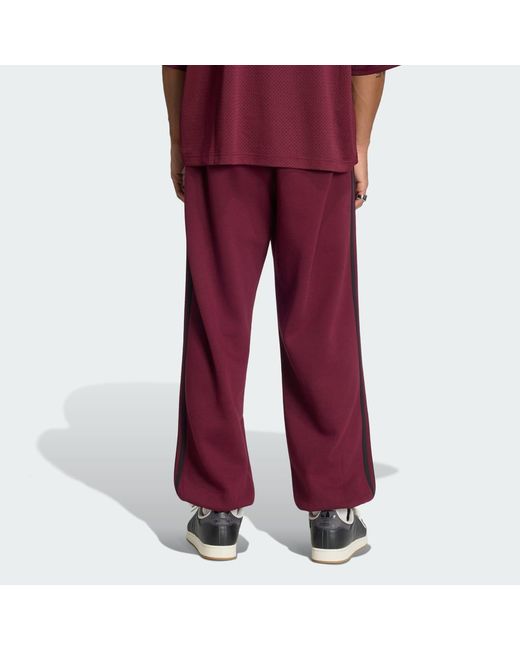 Adidas Red Adicolor 3 Stripes Cuffed Joggers for men