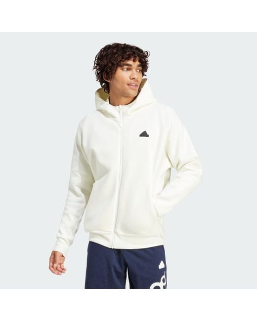 Adidas White Z.N.E. Premium Full-Zip Hooded Track Jacket for men