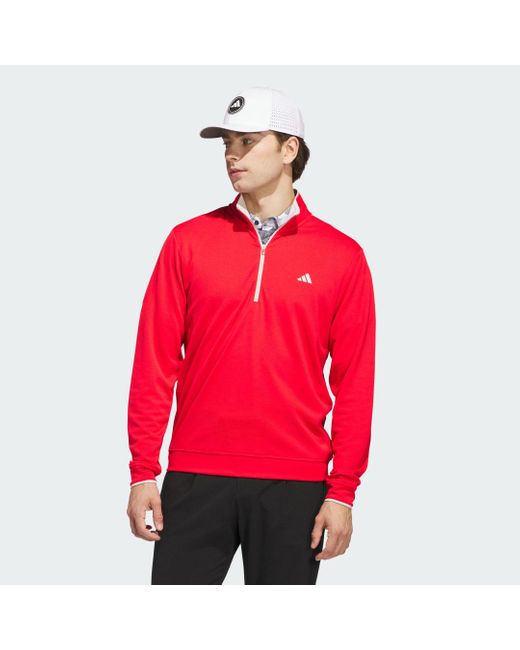 Adidas Red Lightweight Half-Zip Top for men
