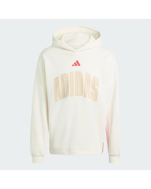 Adidas White Sweatshirt Adidas Stadium Graphic Hoodie Off/ Pure Ruby for men
