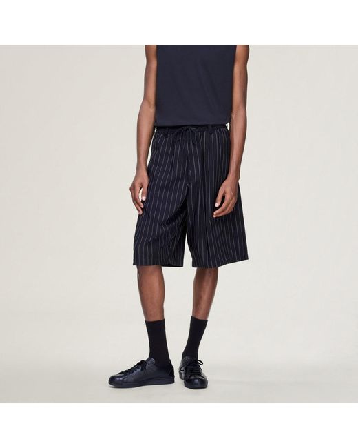 Adidas Blue Y-3 Pinstripe Sport Uniform Shorts for men