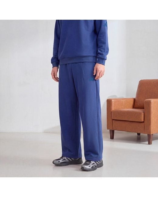 Adidas Blue Soft Lux Winter Knit Straight Leg Joggers for men