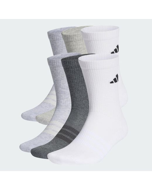 Adidas Gray Cushioned Crew Socks 6 Pair Pack