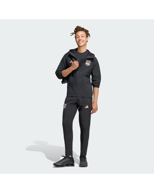 Adidas Blue Olympique Lyonnais Tiro Travel Windbreaker for men