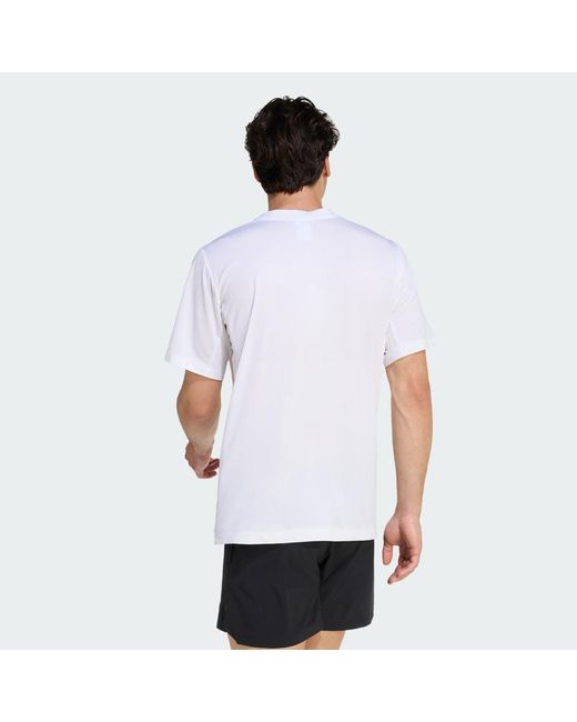Adidas White D4T Essentials T-Shirt for men