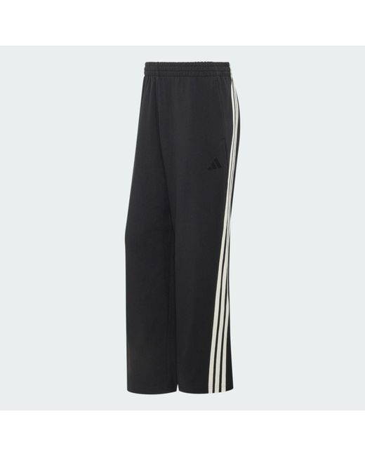 Adidas Black Kit 3-Stripes Wide Joggers for men
