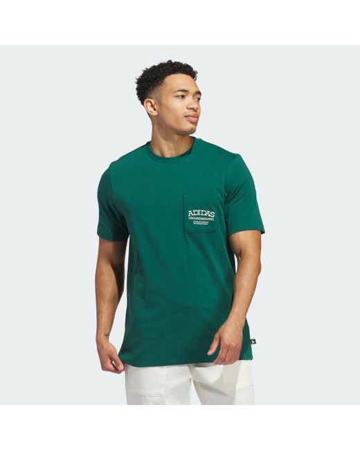 Adidas Green Groundskeeper Graphic Pocket T-Shirt for men